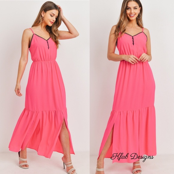 Dresses & Skirts - ❤️LAST Lace Trim Sweetheart Neck Tiered Maxi Dress